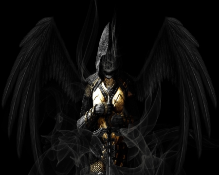 Dark Angel - wings, angel, smoke, dark, armour