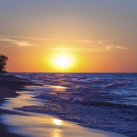 magnificent sunset on michigan lakeshore