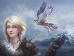 Fantasy girl and a falcon