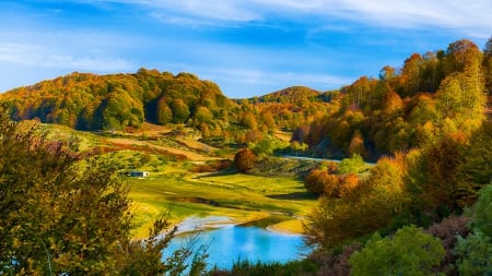 *** Pond in the autumn valley *** - nature, autumn, pond, walley