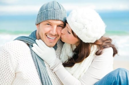 Winter Love - white, winter, cuple, blue, snow, love, joy