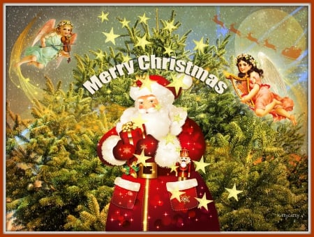 â™¥ *Merry*Christmas*To*Everyone* â™¥ - moon, stars, xmas, christmas, happy new year, christmas tree, santa, merry christmas, angels, sledge