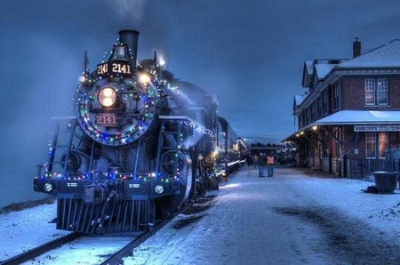 Christmas Train - train, nature, holidays, travel, tour, winter, christmas