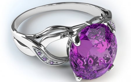 Amethyst ring - white, amethyst, purple, silver, ring, pink, jewel