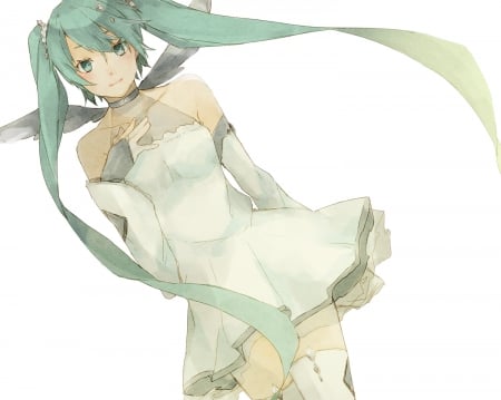 Ice miku - nice, beauty, female, music, anime girl, pretty, cool, game, anime, miku, ice, hatsune miku, ice miku, long hair, winter, singe, gloves, green eyes, vocaloid, beautiful, sweet, awesome, green hair, dress