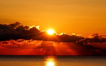 RAYS of SUNSET - nature, rays, clouds, sunset, sea