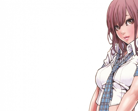 Anime - kawaii, sexy, simple background, longhair, tie, anime girl, red hair