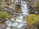 beautiful waterfall over rock steps