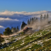 mountain cabins above the clouds