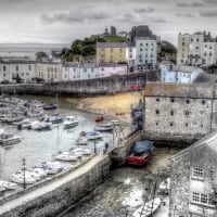 lovely tenby harbour wales in gray hdr