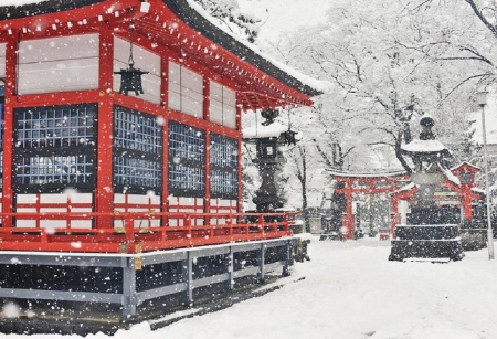 Japanese Temple - japan, snow, winter, shrine, japanese, temple