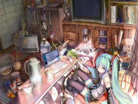 Welcome to my room! - hatsune miku, 01, vocaloid, room, cute, project diva