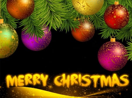 Merry Christmas - nice, new year, background, colorful, winter, lovely, balls, pretty, merry christmas, wishes, beautiful, holiday, tree, decoration, lights, happy