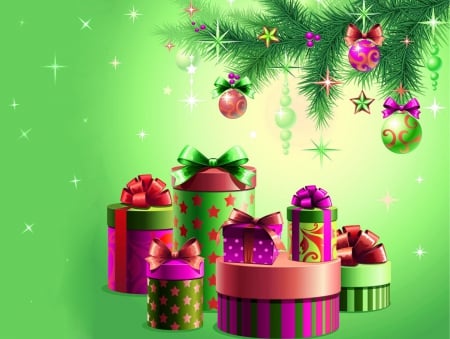 Christmas background - winter, decoration, gifts, beautiful, balls, tree, christmas, santa, holiday, background