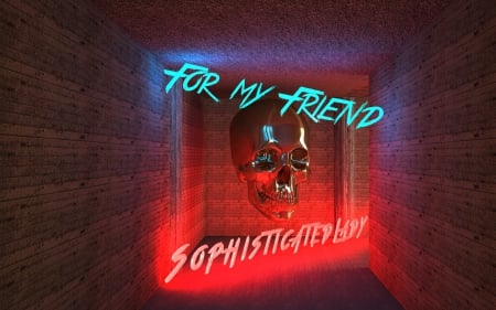 Friend - horror, skull, goth, 3d