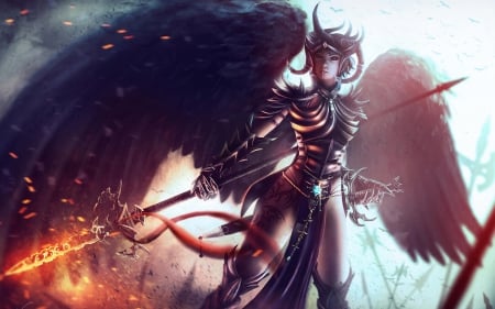 fantasy - angels, art, fantasy, 3d