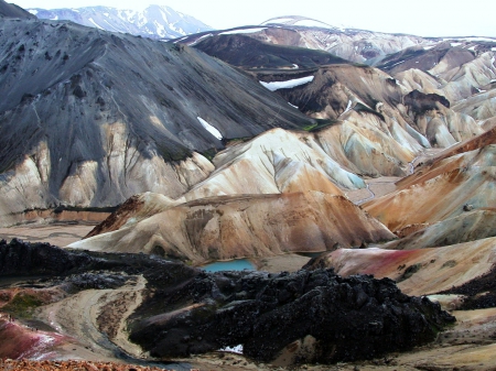 Sulfur Mountain, Iceland - lake, mountains, iceland, sulfur