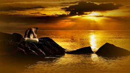 ~*~ Loneliness At Sunset ~*~ - loneliness at sunset, sadness, lonely, Loneliness On The Sea