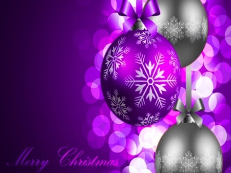 Colors of the season - ball, silver, purple, ornament, christmas