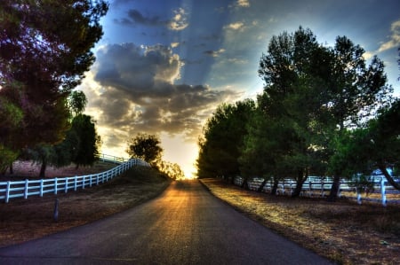 *** Sunset *** - sky, road, dark, sunset, nature