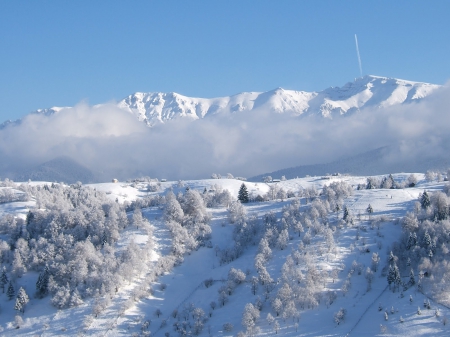 Fog Over Winter Mountain