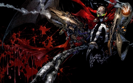 Spawn - blood, guns, chain, spawn