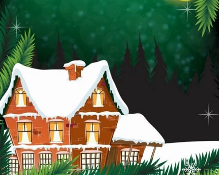 Winter - house, snow, Winter, vector