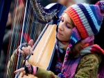 Girl playing harp