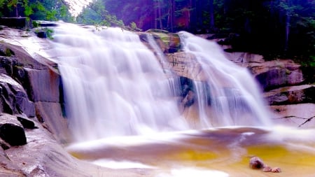 WATERFALLS - waterfalls, forest, wide, nature