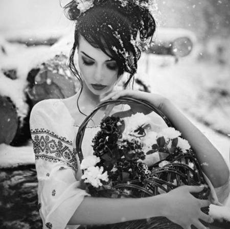 Lady - snow, beauty, winter, lady