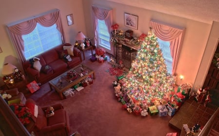 Ready for the gift - house, christmas, hd, children, tree, happy, family