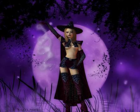 Hocus Pocus - witch, moon, purple, spell, full moon, sexy