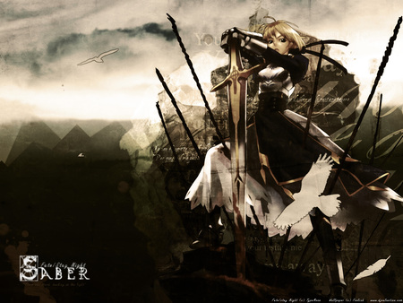 Glorious Victory - saber lily, holy grail war, fight, anime, excalibur, glorious victory, king arthur, fate stay night