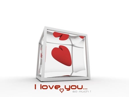 Love - love, hearts, box, 3d, you