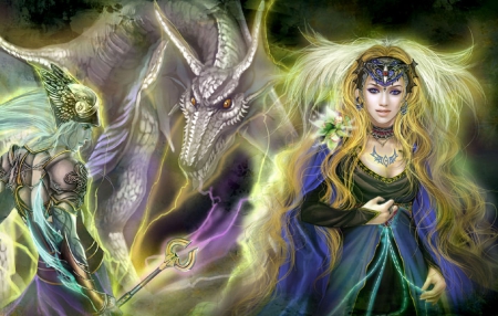 Dragon Princess - fantasy, dragon, woman, beautiful, girl, princess, art