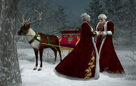 Mr & Mrs Claus - santa, reindeer, wife, christmas