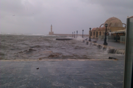 Chania2 - waves, old harbor, awesome, wild face of winter