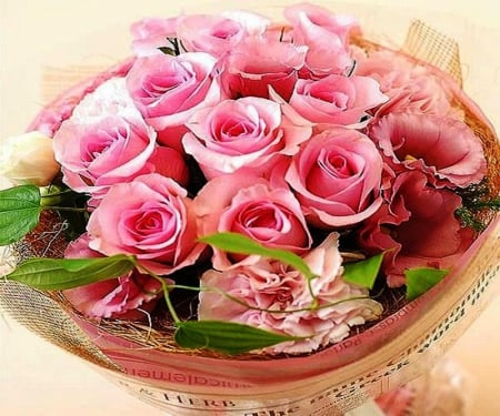 Bouquet of pink roses - beauty, roses, soft, photography, bouquet, abstract, pink, petals, flowers, natural