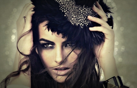 Camilla Belle - hat, black, by cehenot, woman, camilla belle, girl, actress