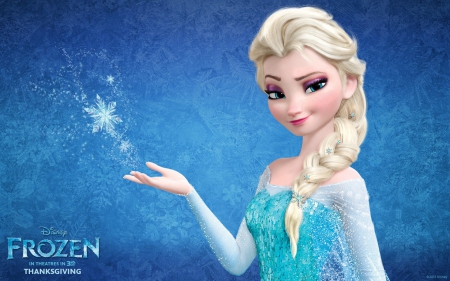 Frozen (2013) - winter, blue, queen, snow, girl, frozen, white, woman, movie, elsa, disney