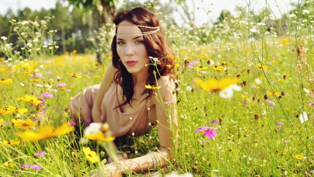 *** Summer time *** - flowers, nature, summer, girl, field