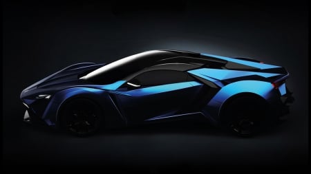 2015 W Motors Lykan SuperSport - Side View - vehicles, W Motors Lykan SuperSport, blue car, 2015, black background, automobile, side view