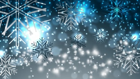 Christmas Winter Blues - winter, snowflakes, cyan, shine, sparkle, christmas, bright, abstract, snow, blue, new years