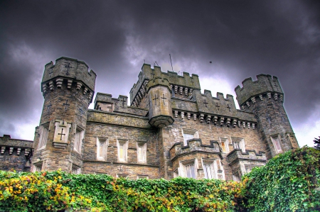 Wray Castle ~ England - england, medieval, castle, clouds