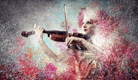 Violin - music, melody, lady, model