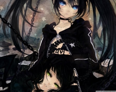 black rock shooter - black, death master, white, blue