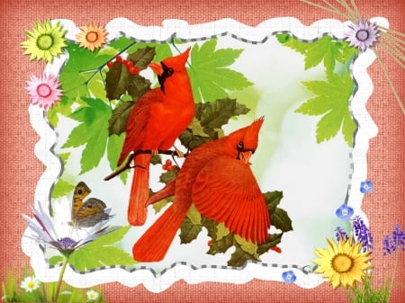 SPRING BIRDS - TWO, CREATION, BIRDS, ABSTRACT