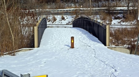 Snow Capped Bridge - snow bridge, snow capped bridge, snowy bridge, winter bridge