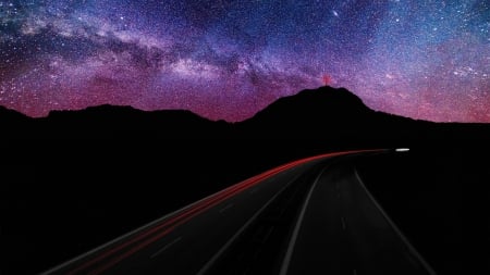 Starry Sky! - highway, starry, nature, sky