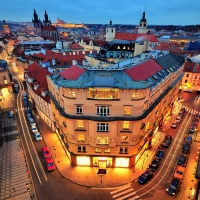 fisheye view of the city of prague